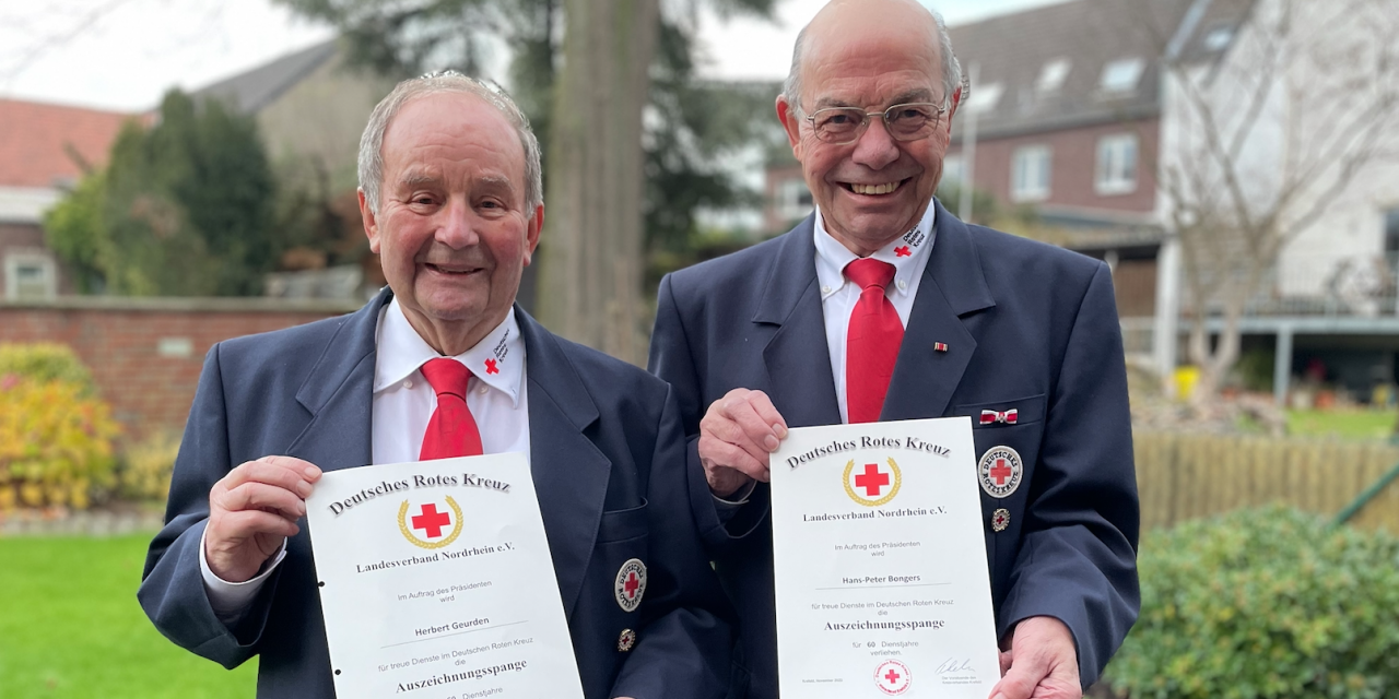 60 Jahre aktiv beim DRK – Hans-Peter Bongers und Herbert Geurden
