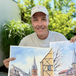 Thorsten Sleegers verkauft Aquarelle seines Vaters für den guten Zwecks